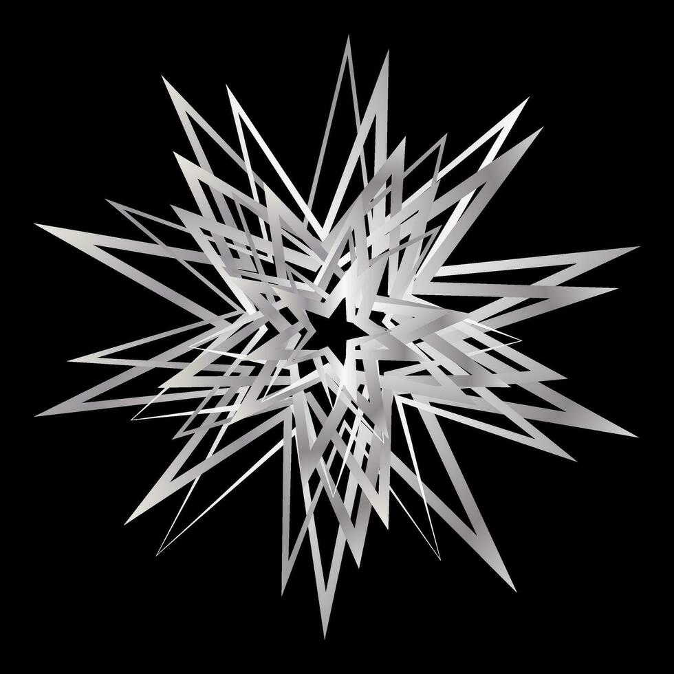 Silber Star Symbol Schneeflocke auf schwarz Hintergrund Vektor eps10
