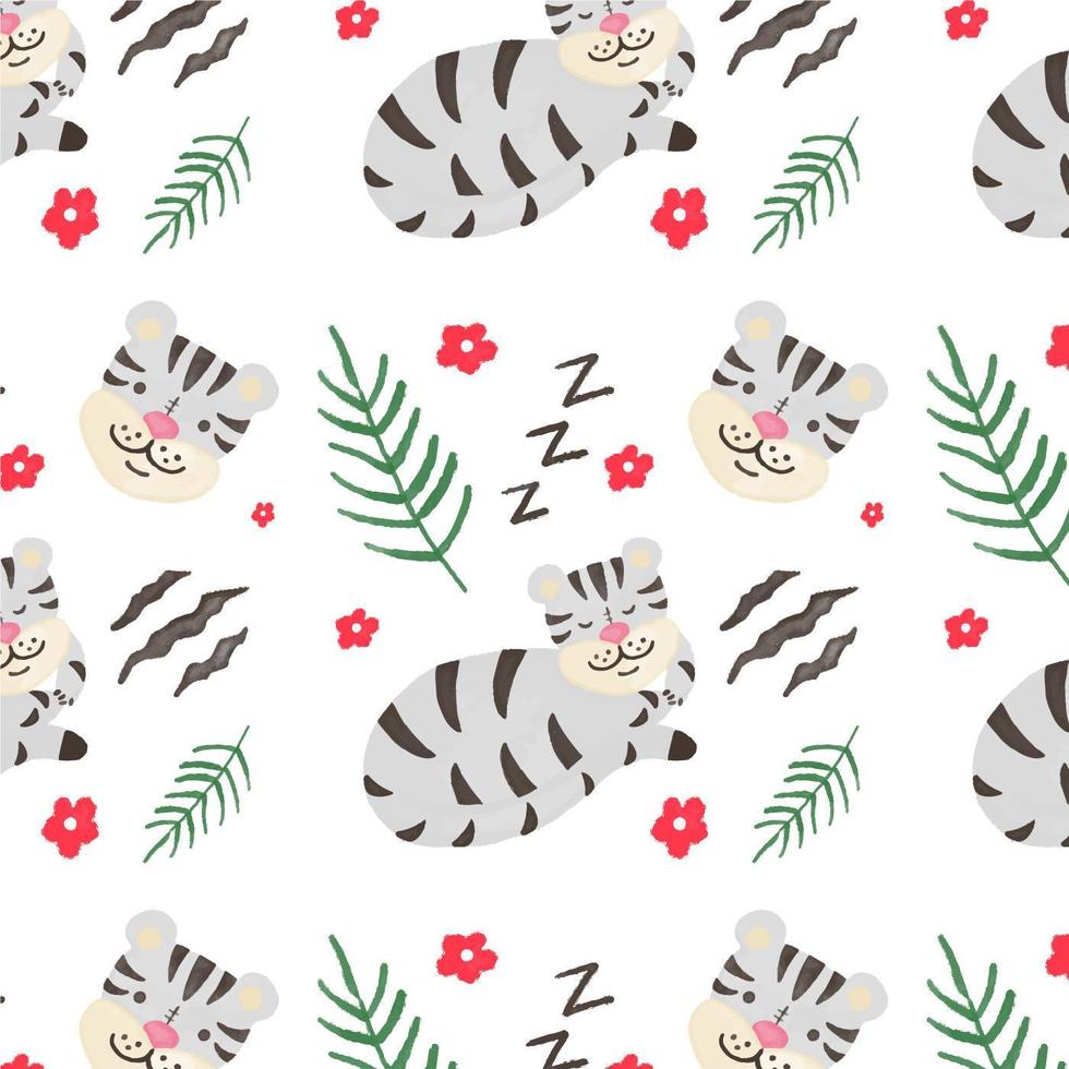 Cute Gray Tiger Pattern vektor