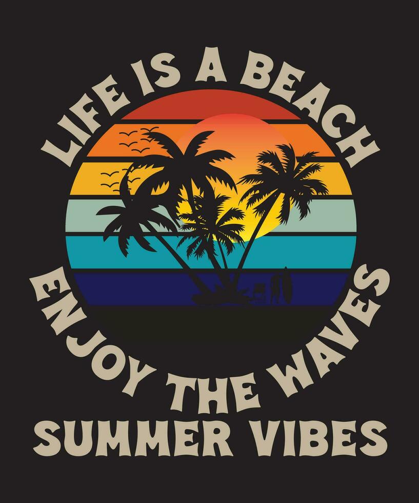 Leben ist ein Strand genießen das Wellen zwei vektor