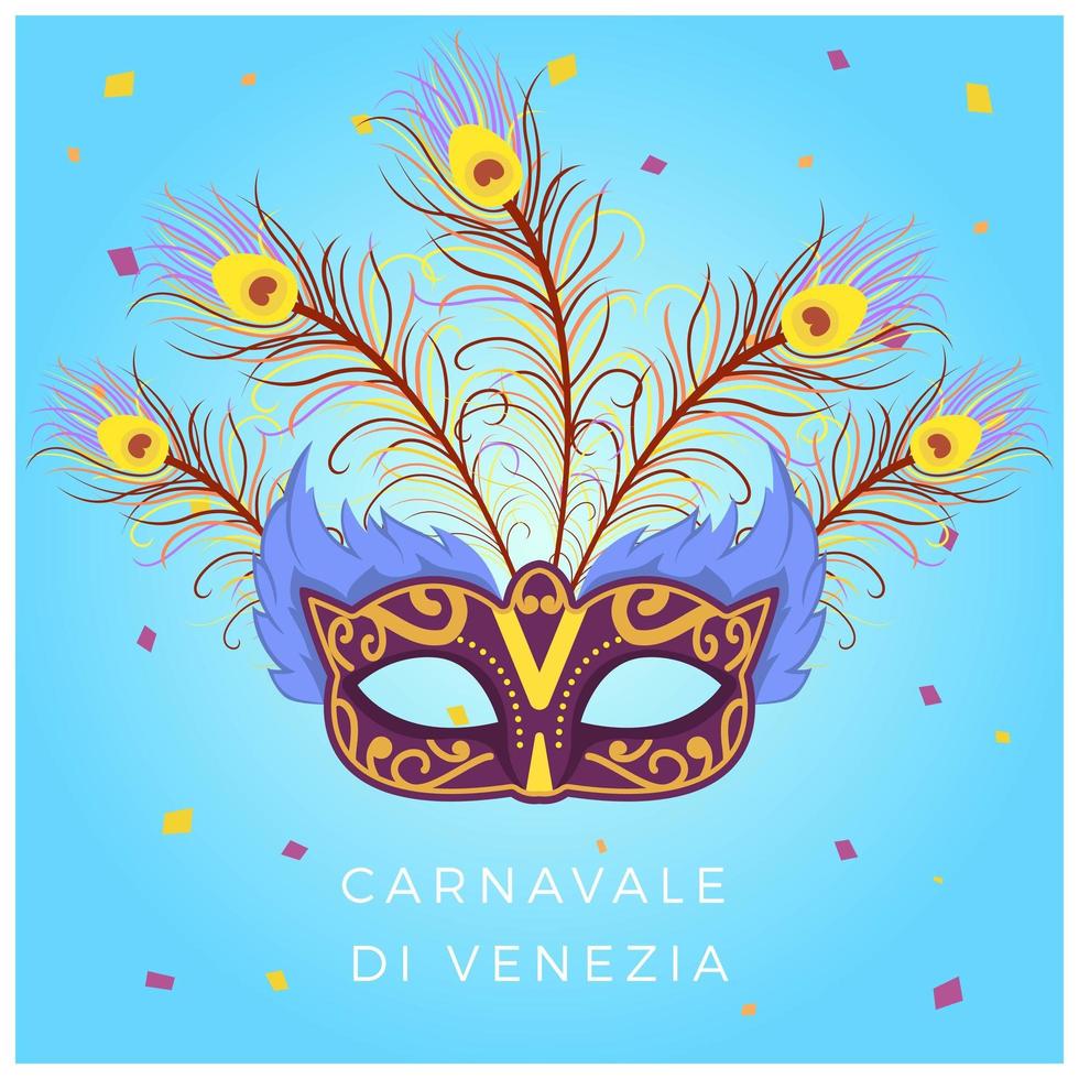 Flat Beautiful Mask Carnevale i Venezia Vector Background Illustration