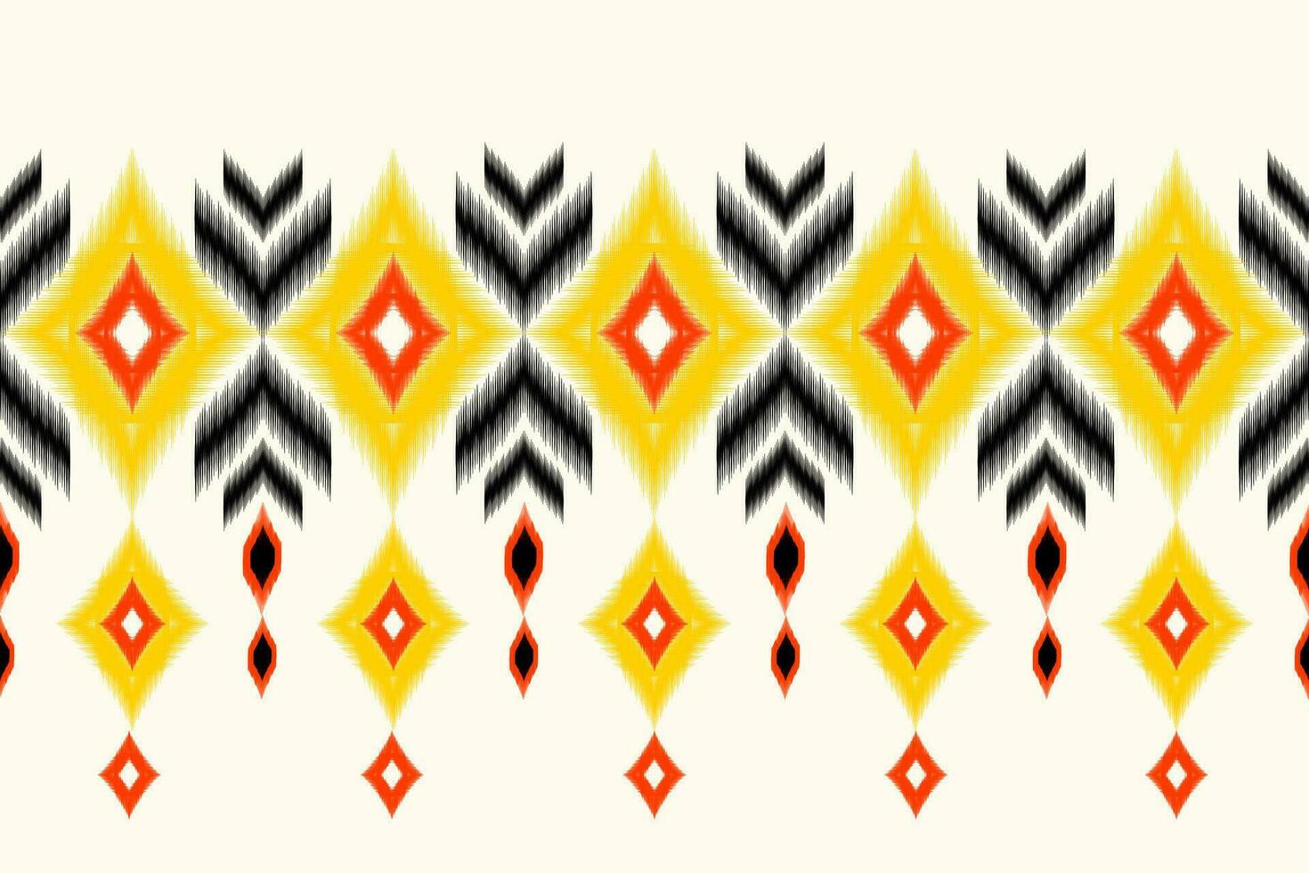 Ikat Vektor ethnisch nahtlos Muster Design. Ikat aztekisch Stoff Teppich Ornamente Textil- Dekorationen Hintergrund.