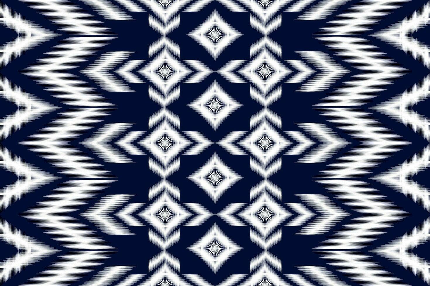 nahtlos Muster von Ikat Paisley, traditionell nahtlos Muster, Blau Hintergrund, aztekisch Stil, Stickerei, abstrakt, Vektor, Design Illustration zum Textur, Stoff, drucken. vektor