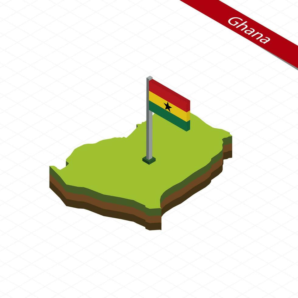 ghana isometrisk Karta och flagga. vektor illustration.