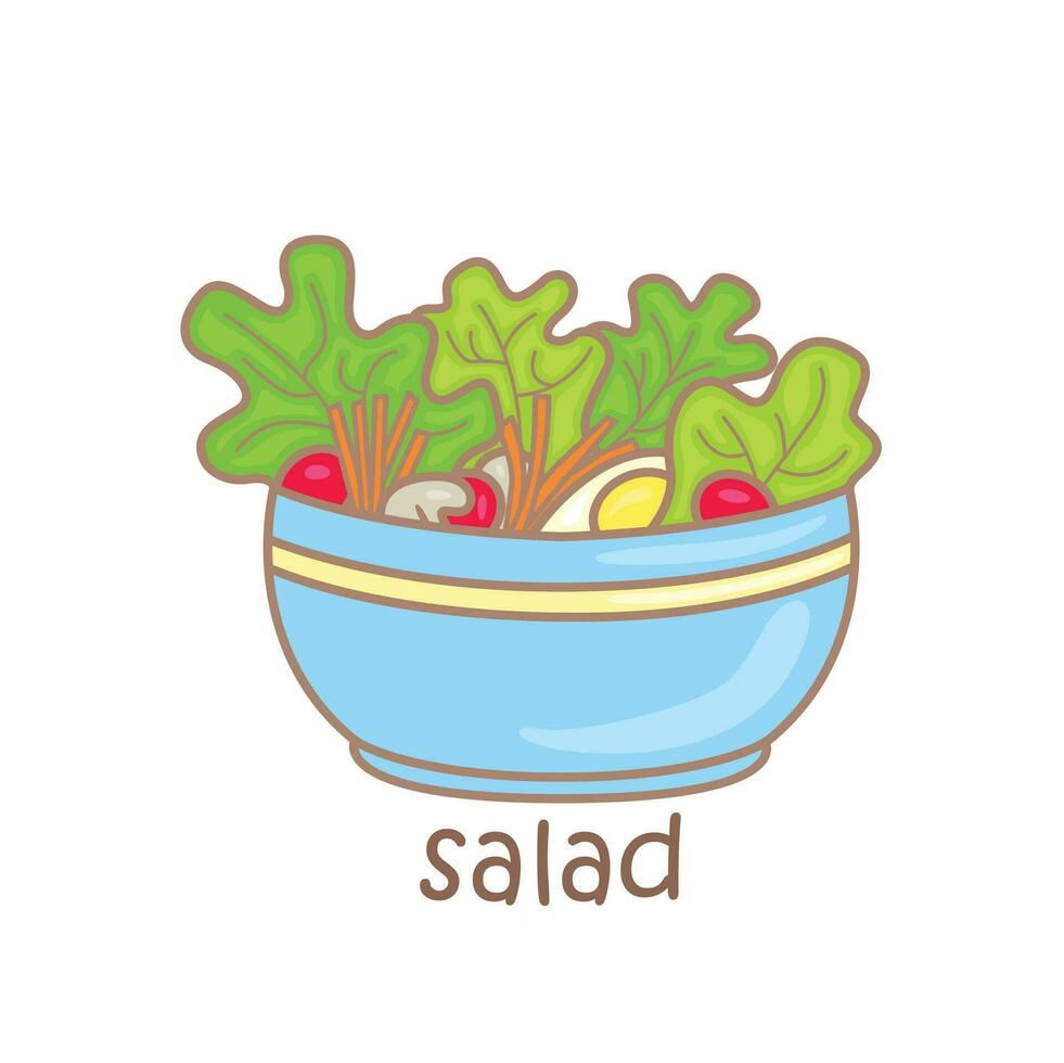 Alphabet s zum Salat Wortschatz Schule Lektion Karikatur Illustration Vektor Clip Art Aufkleber