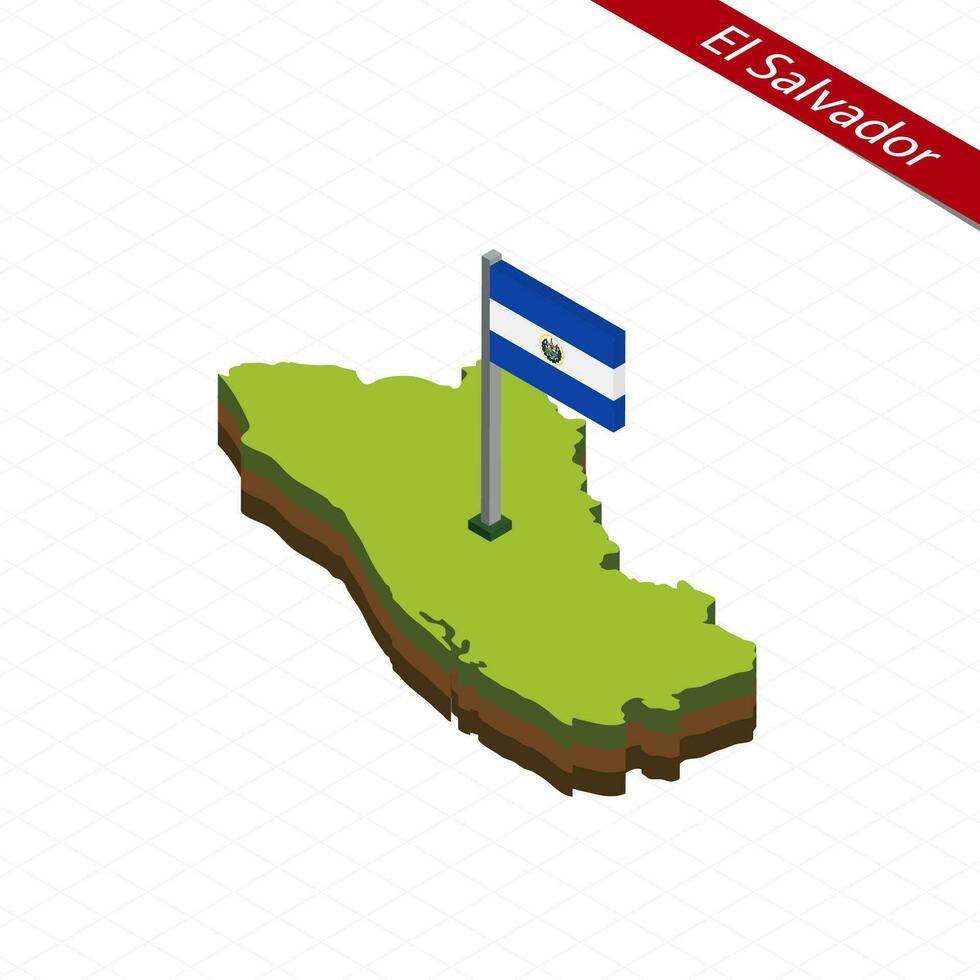 el Salvador isometrisch Karte und Flagge. Vektor Illustration.