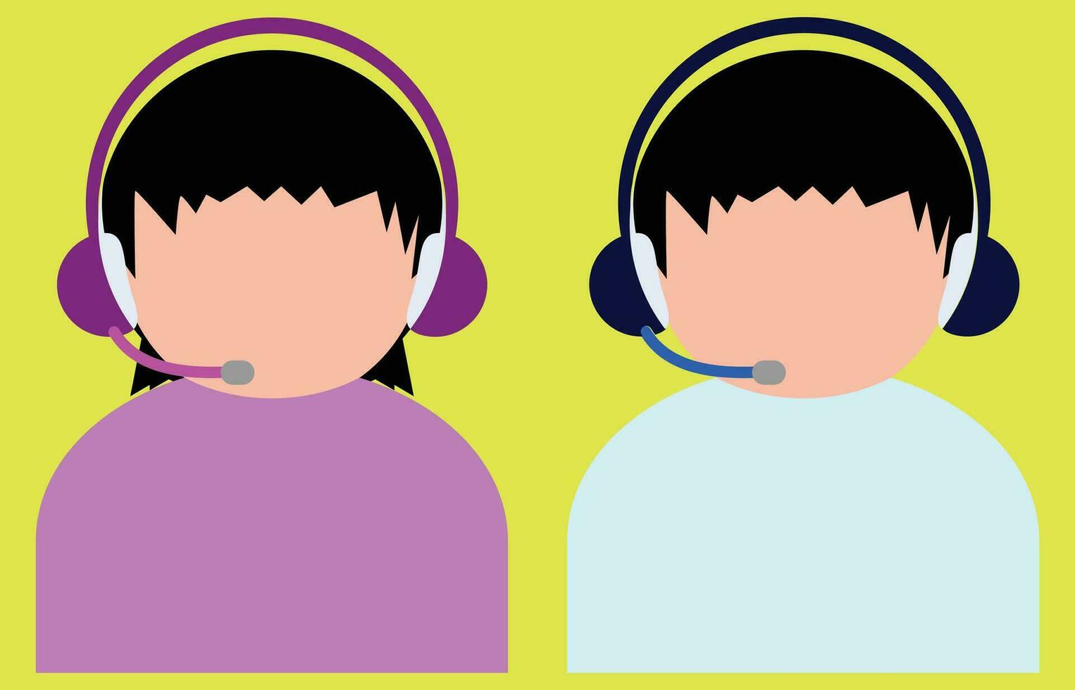 manlig och kvinna avatar, ansiktslös man och kvinna med headset, unisex- avatar vektor illustration, lämplig för kund vård och tjänster baner och logotyp, spelare ikon, telemarketing tecken, tecken