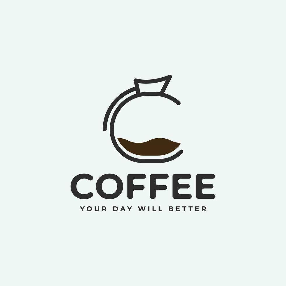 kaffe logotyp vektor design, kaffe affär bild ikon enkel illustration design.