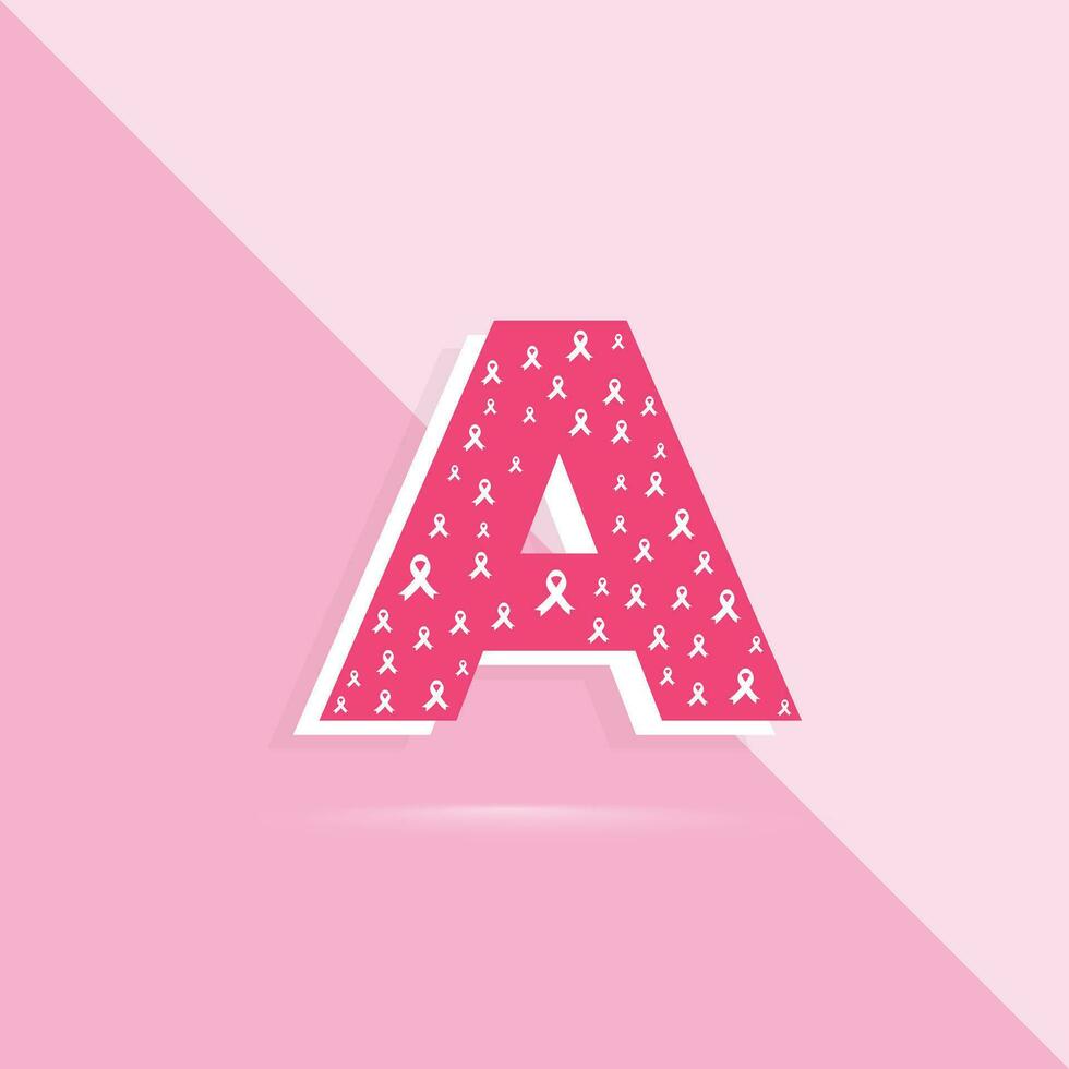 rosa Färg brev en logotyp och ikon för bröst cancer medvetenhet månad vektor