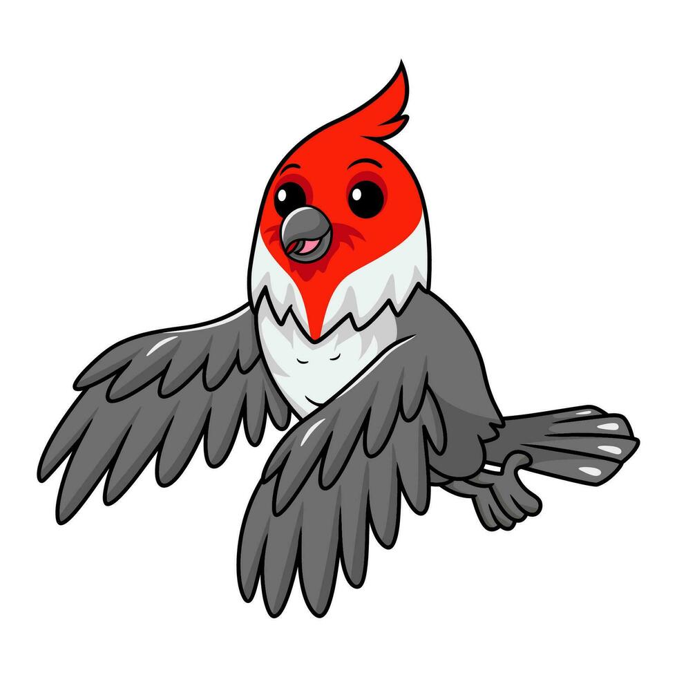 süß rot mit Haube Kardinal Vogel Karikatur vektor
