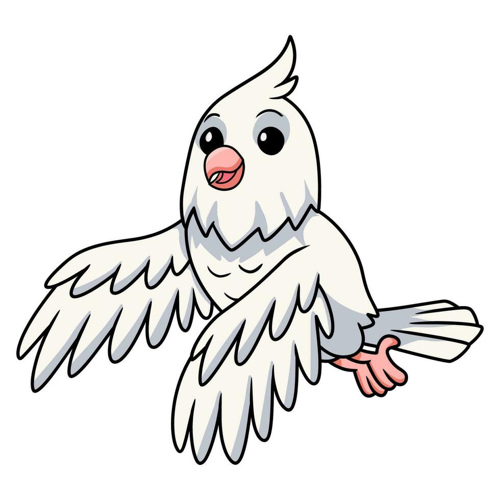 süß Albino Nymphensittich Vogel Karikatur vektor