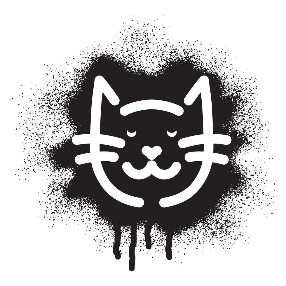 katt ansikte stencil graffiti med svart spray måla vektor