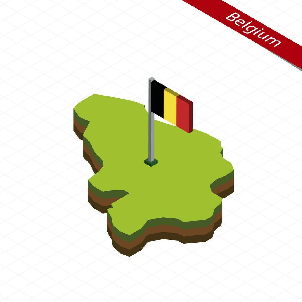 Belgien isometrisch Karte und Flagge. Vektor Illustration.