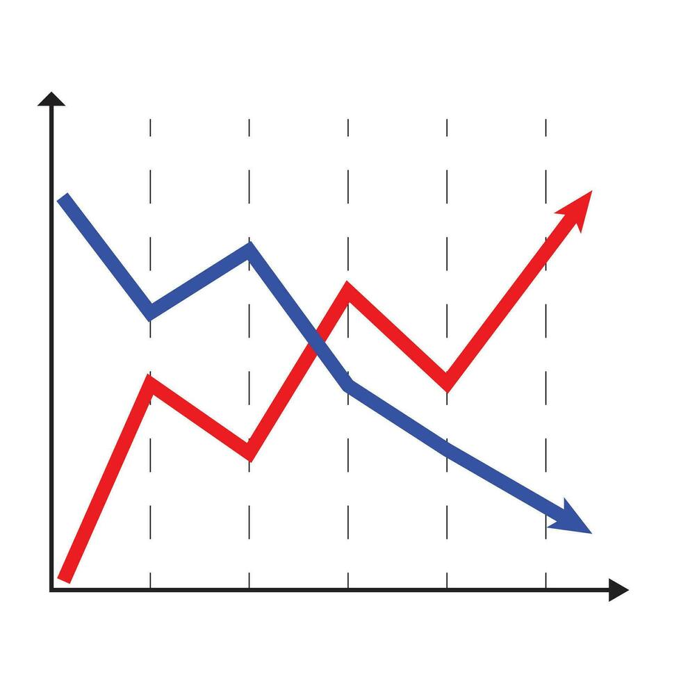 erhebt euch und fallen Diagramm. Statistik Diagramm und Diagramm Element, Vektor Illustration