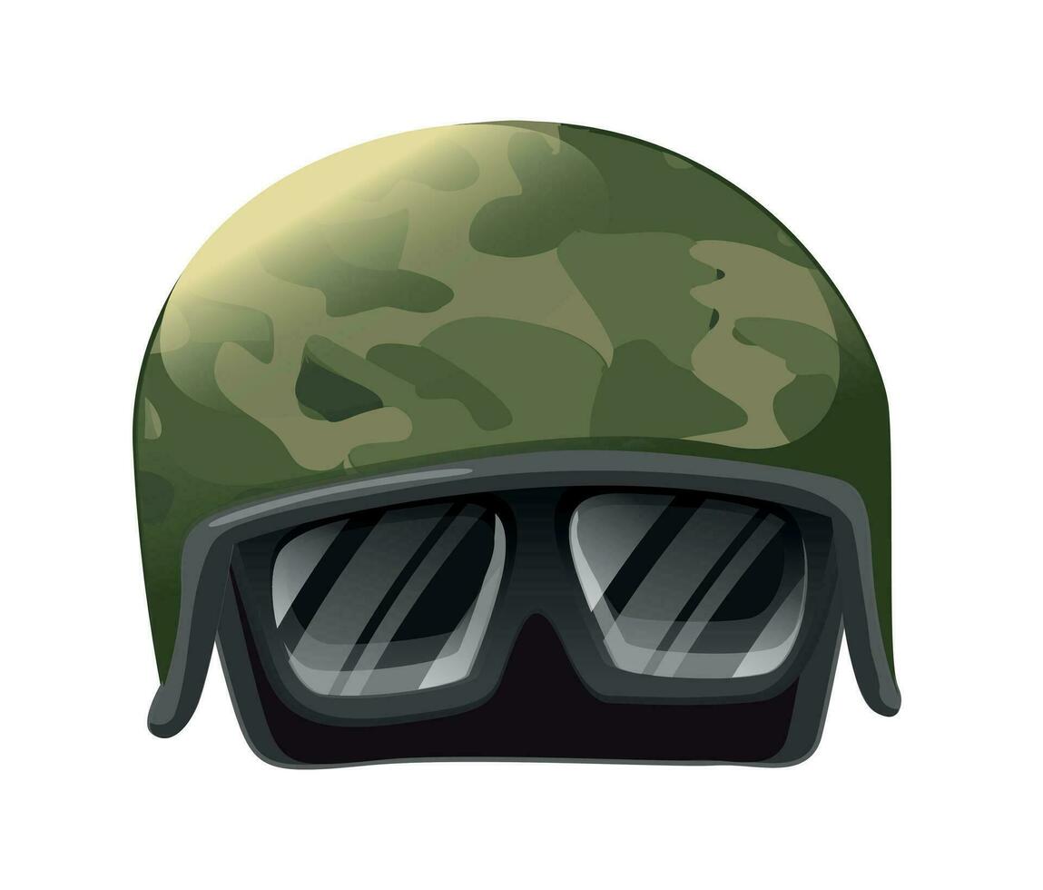 Illustration von ein Militär- Helm mit Brille vektor