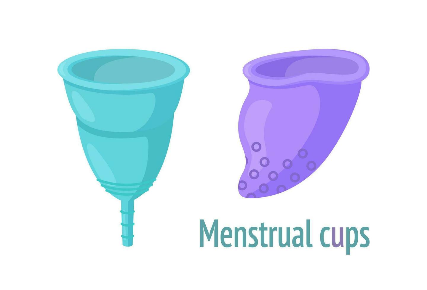 zwei Typen von wiederverwendbar Menstruation- Tassen. sanitär Artikel zum Frauen Wer neigen zu Wiederverwendung und Null Abfall. Vektor Illustration