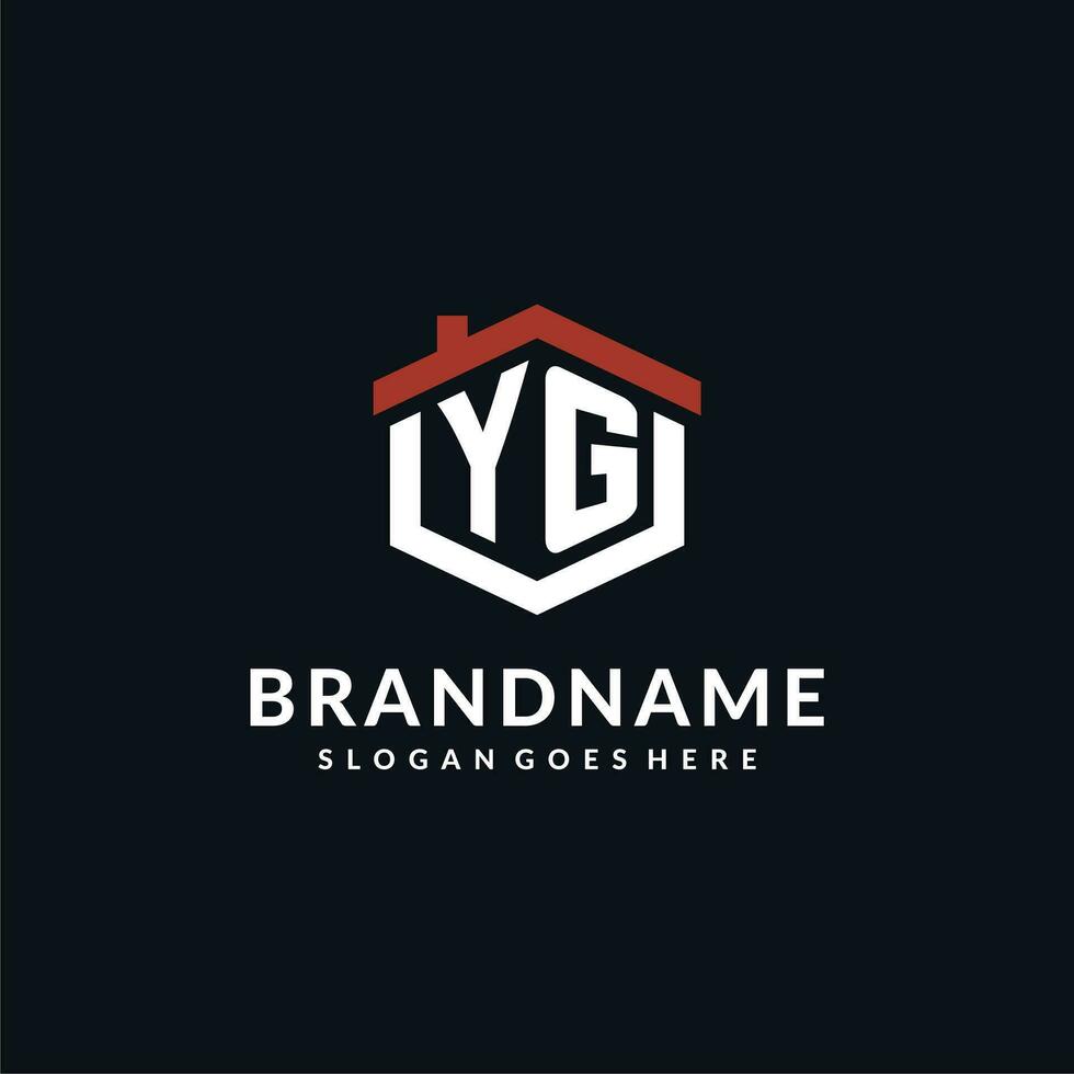 Initiale Brief yg Logo mit Zuhause Dach Hexagon gestalten Design Ideen vektor