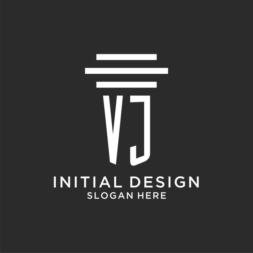 vj initialer med enkel pelare logotyp design, kreativ Rättslig fast logotyp vektor