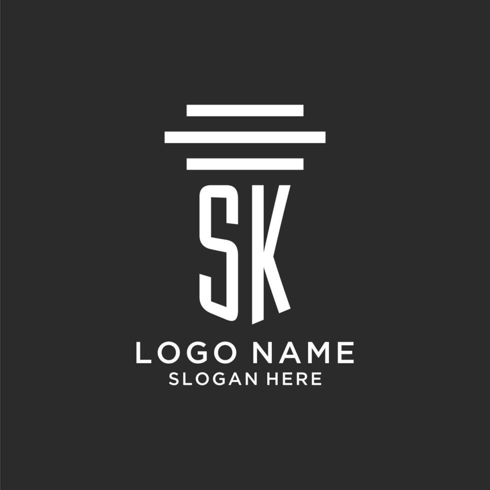 sk Initialen mit einfach Säule Logo Design, kreativ legal Feste Logo vektor