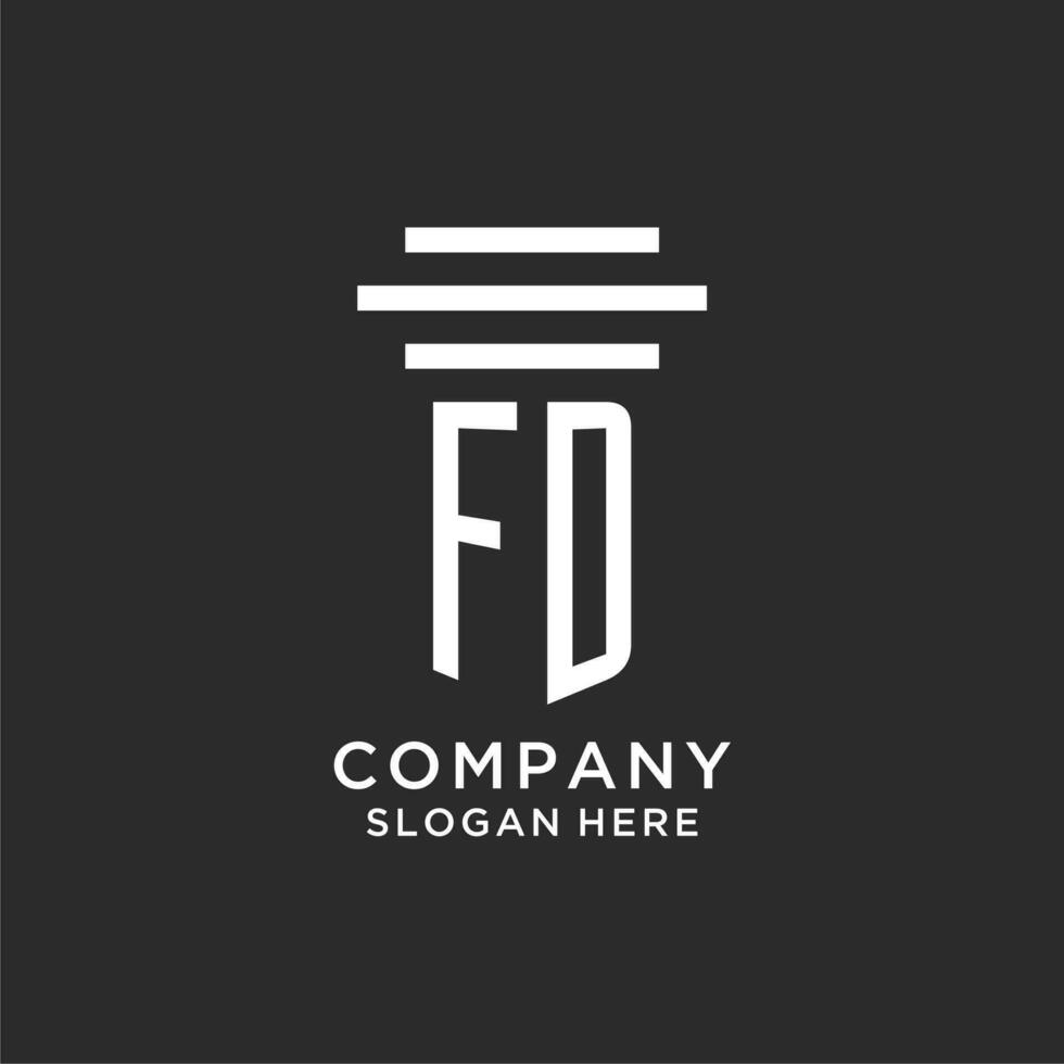 fd Initialen mit einfach Säule Logo Design, kreativ legal Feste Logo vektor