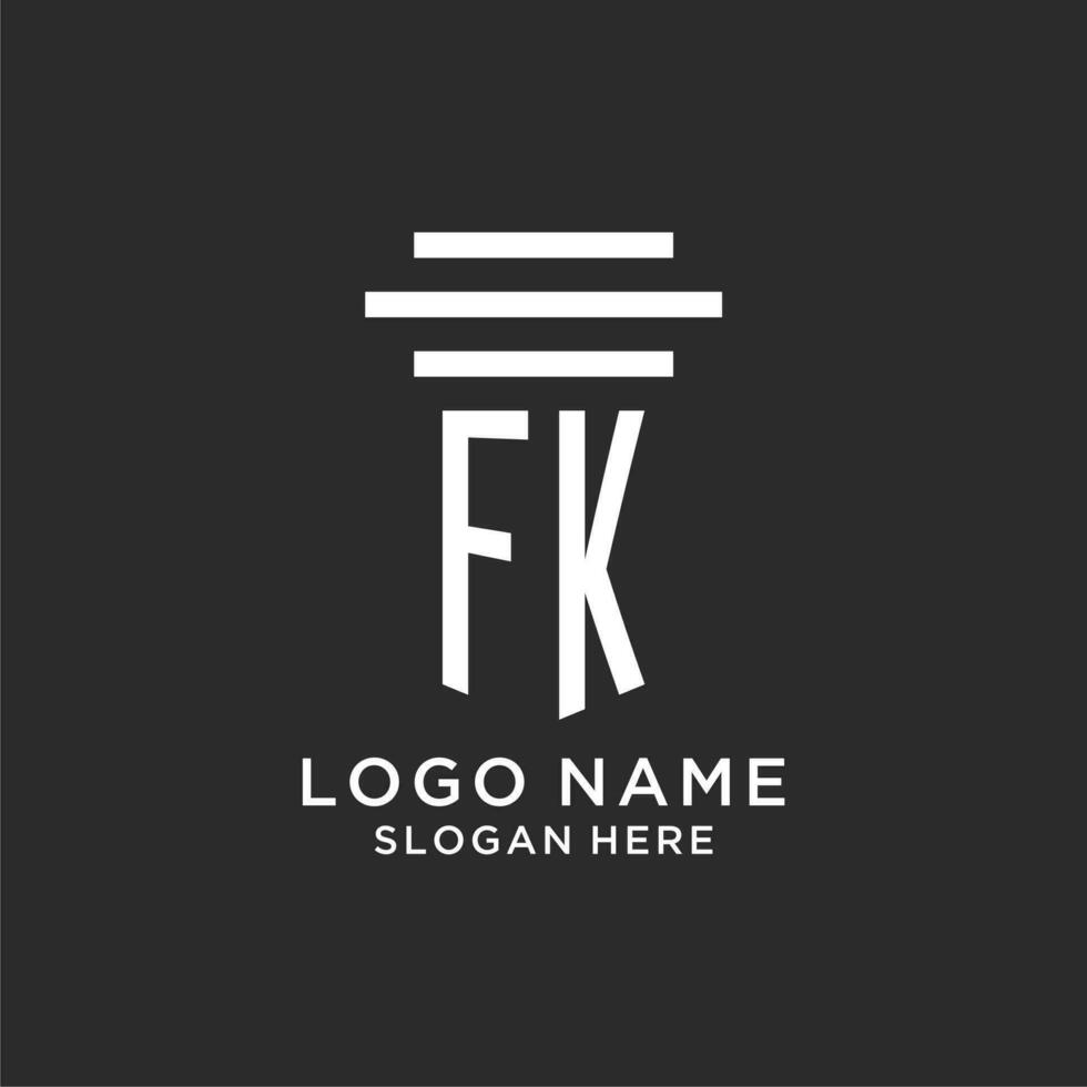 fk initialer med enkel pelare logotyp design, kreativ Rättslig fast logotyp vektor