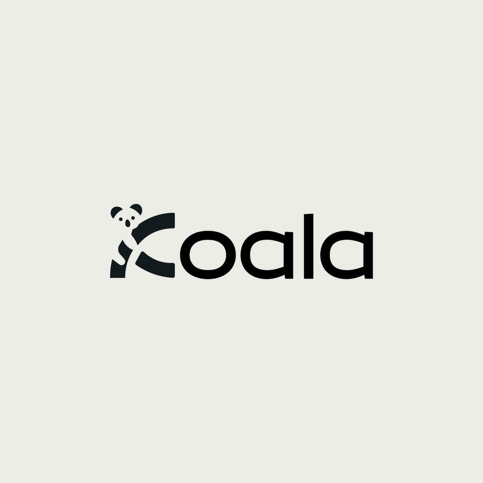 Vektor Koala minimal Text Logo Design