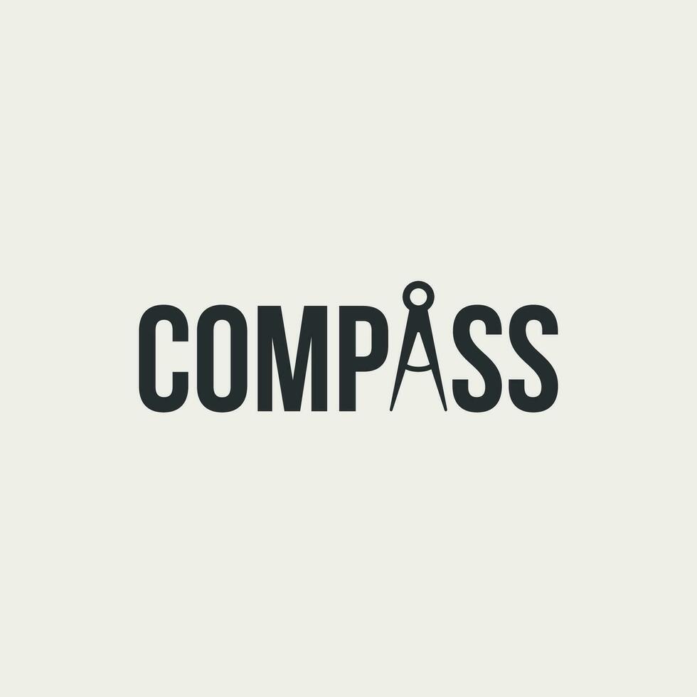 Vektor Kompass minimal Text Logo Design