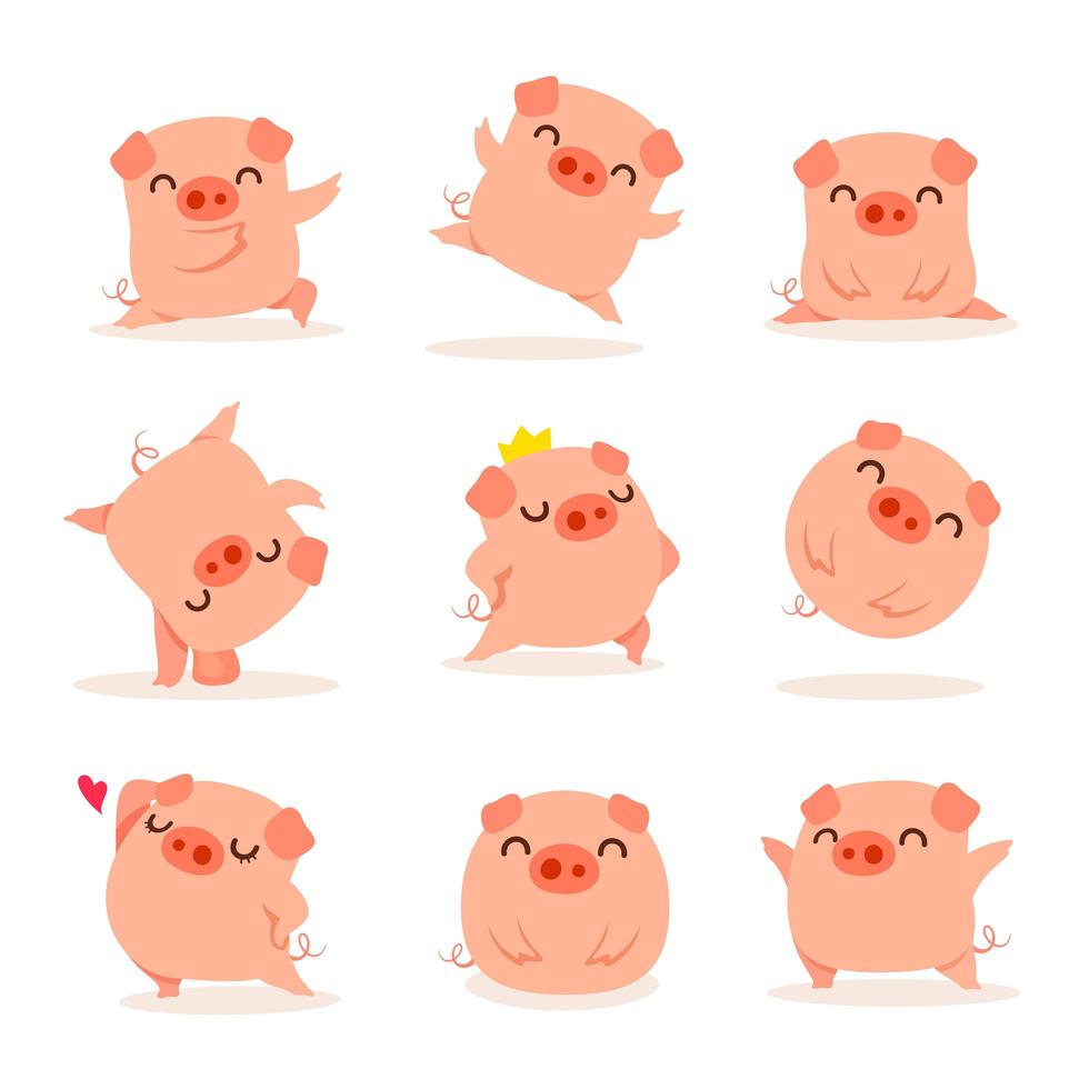 Collection of little piggy vektor