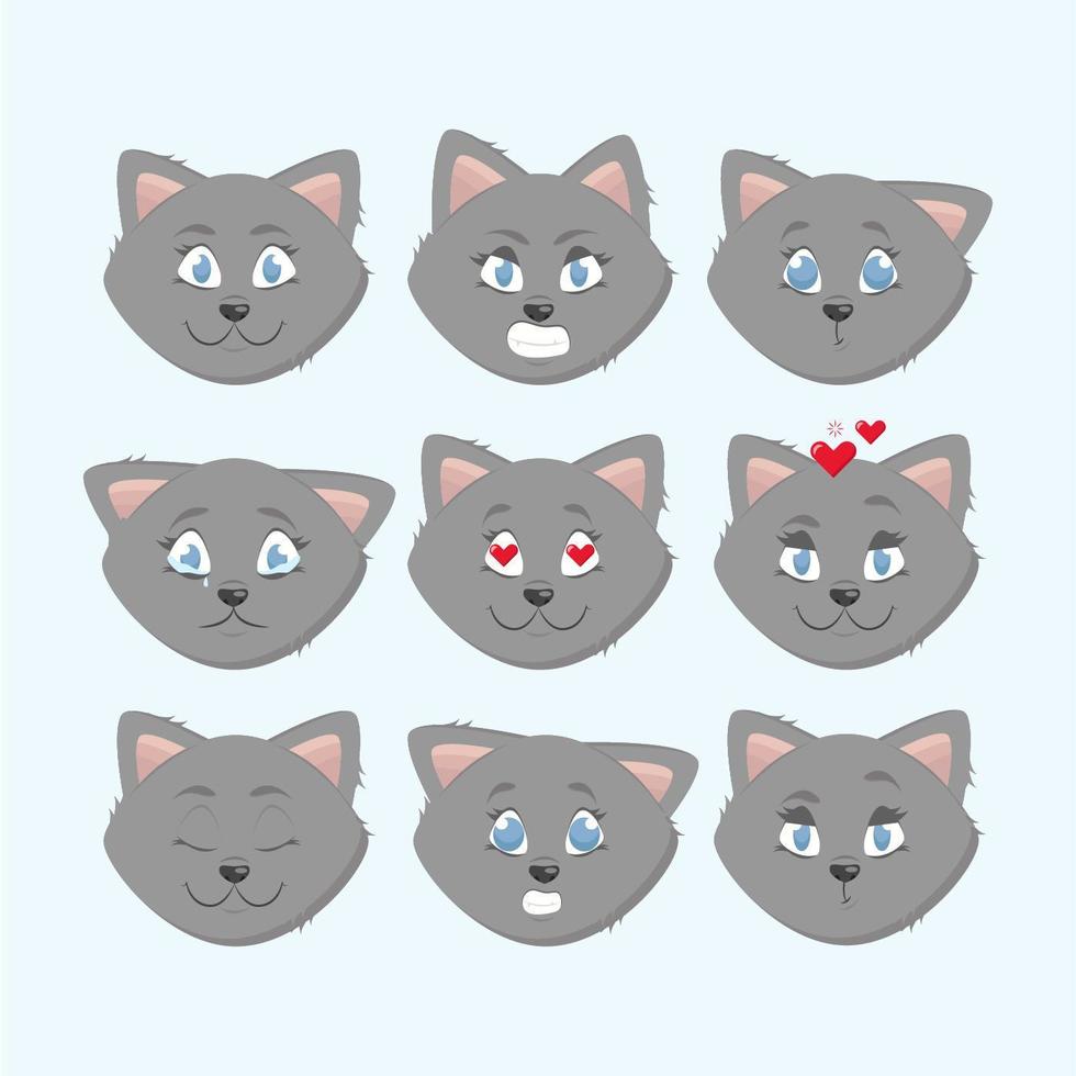 Vector Cute Cat Expressions