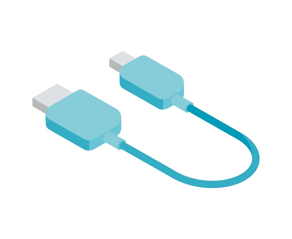 blå USB-kabel vektor