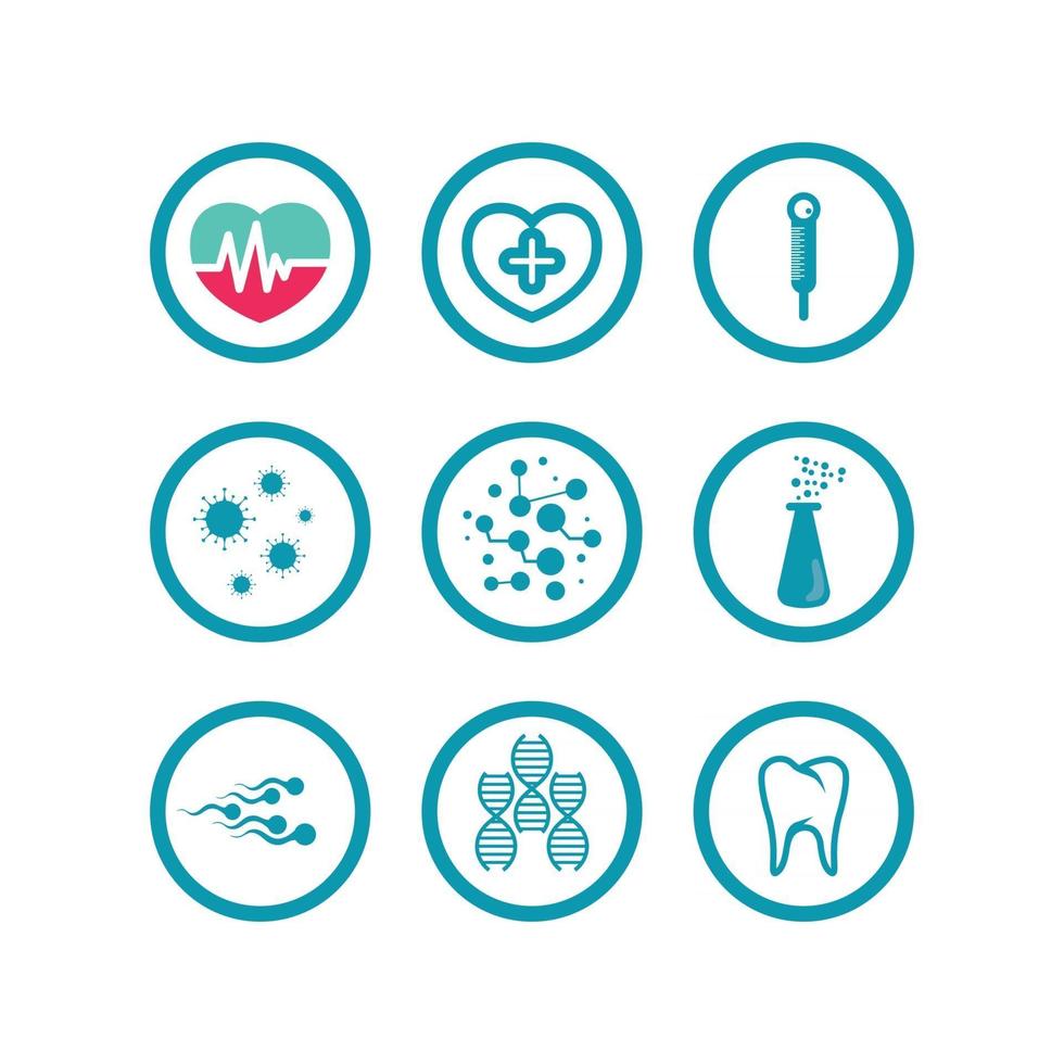 Gesundheitslogopflege, Medizin, Medizin, Meditation und Krankenhausdesign-Symbolvektor vektor