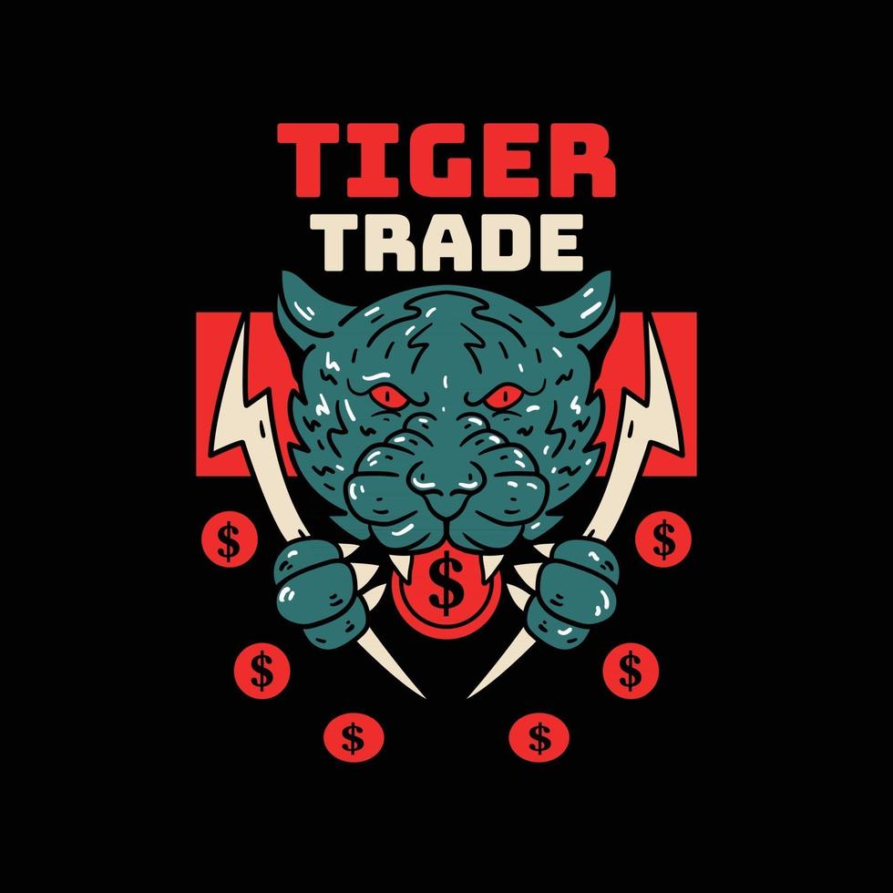 tiger schädelkopfillustration t-shirts vektor