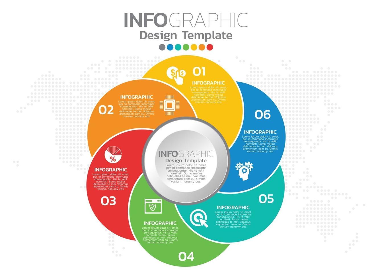 infografisk mall design med 6 färgalternativ. vektor