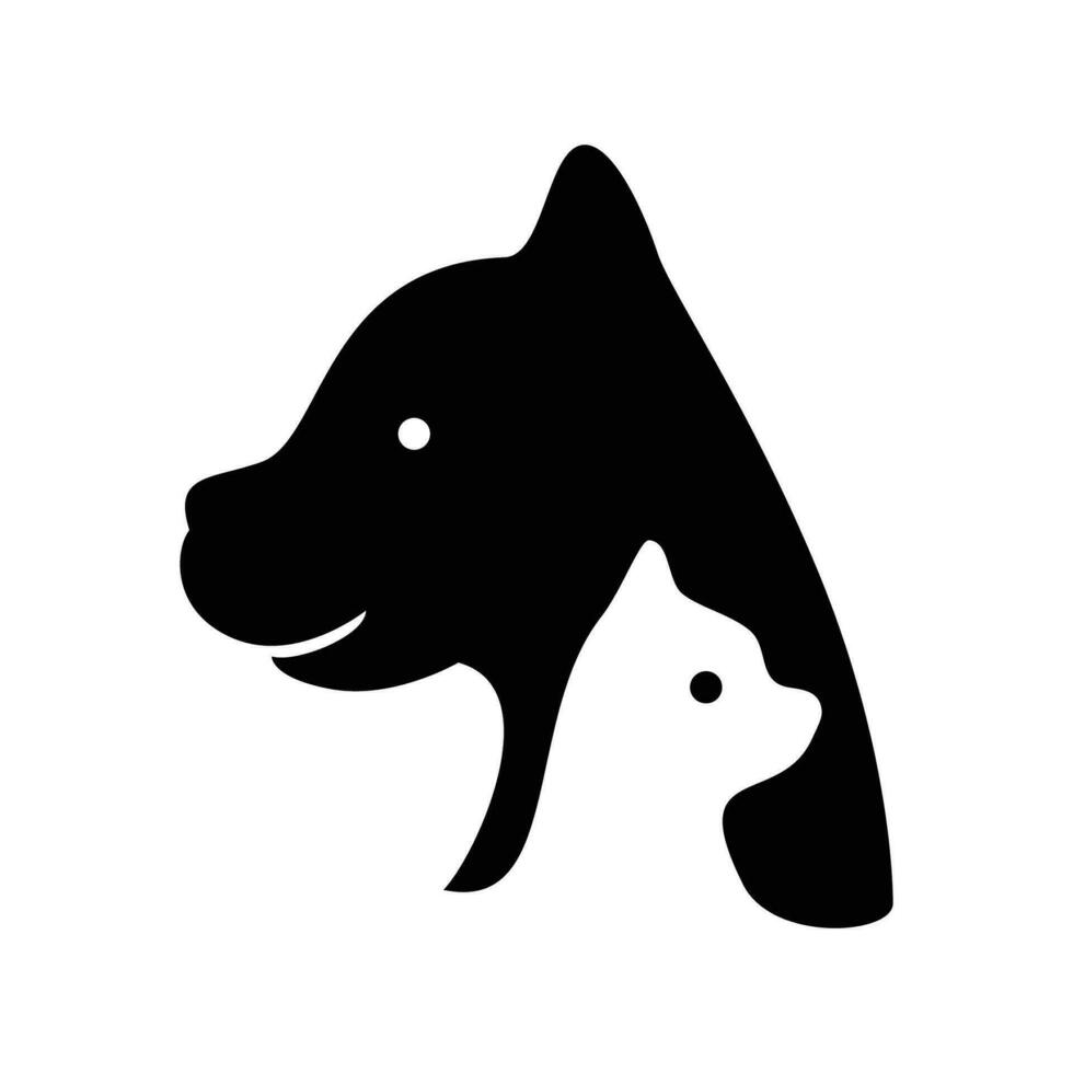 katt och hund silhuett logotyp design. pott och valp ikon, tecken och symbol. vektor