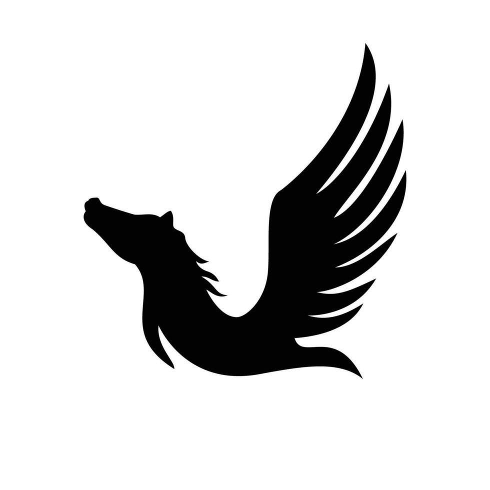 pegasus bevingad silhuett design. mytologi djur- vektor illustration. bevingad häst ikon, tecken och symbol.