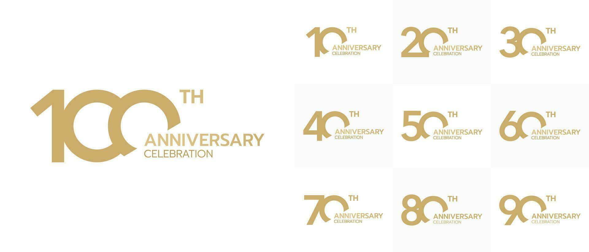 samling av de årsdag firande gyllene logotyp stil. firande företag händelse. vektor illustration.