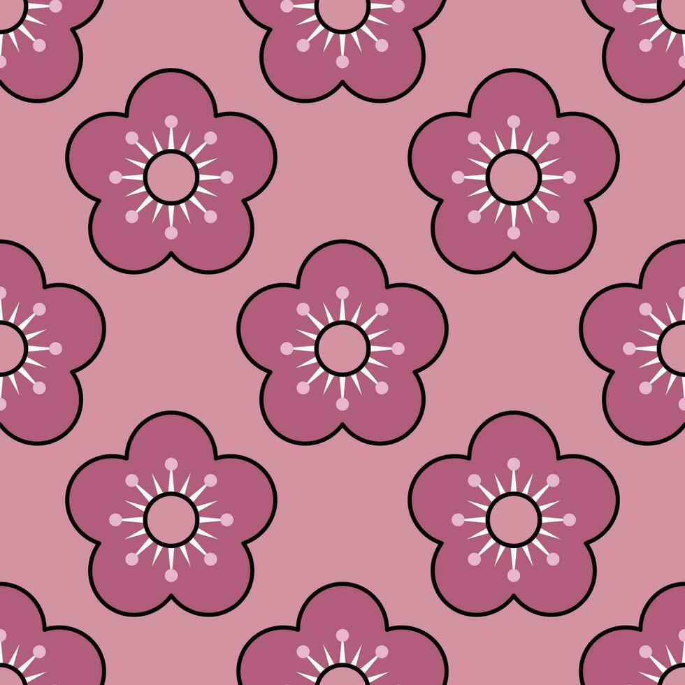 Rosa Blumen mit Rosa Hintergrund nahtlos Muster vektor