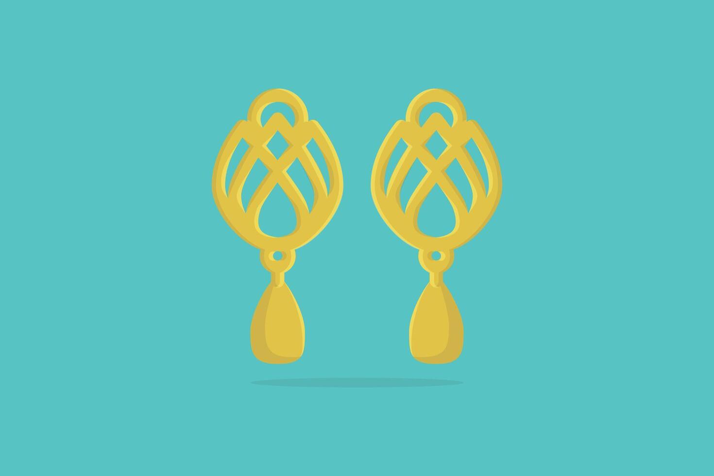 Frauen Gold Schmuck Ohrringe Vektor Illustration. Schönheit Mode Objekte Symbol Konzept. elegant Frauen Schmuck Dekoration im einzigartig Stil Vektor Design.