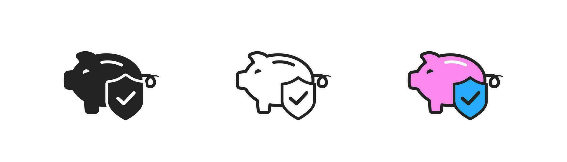 besparingar skydda ikon på vit background.piggy Bank Bakom skydda. försäkring av finanser. investering, kris, inflation symbol. platt design. vektor