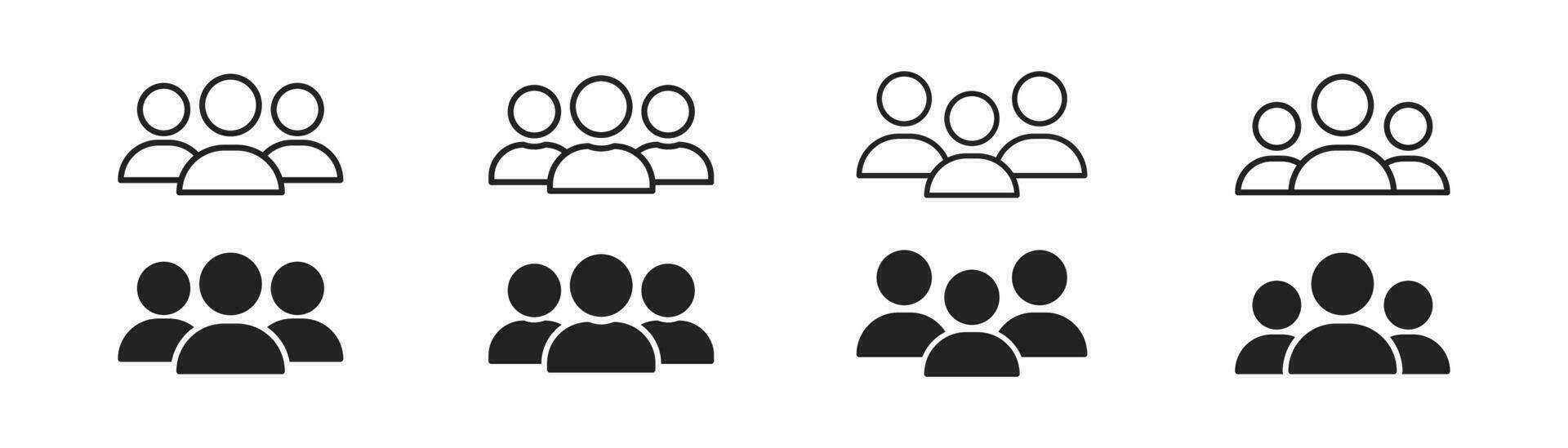 lagarbete ikon uppsättning. team tecken. gemenskap symbol. pikrogram av grupp av människor. platt design. företag begrepp. vektor