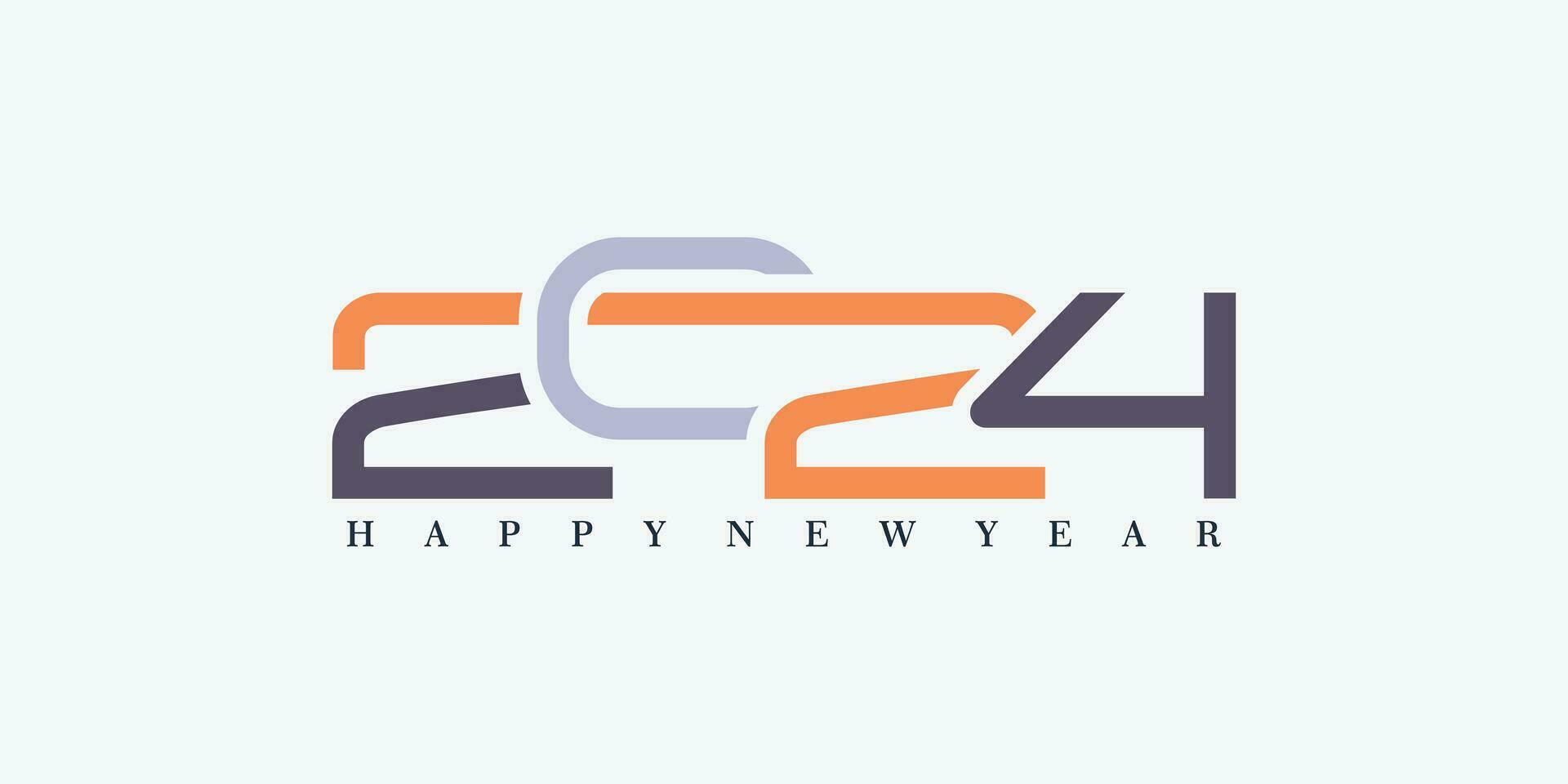 2024 Lycklig ny år logotyp design med 2024 siffra design vektor