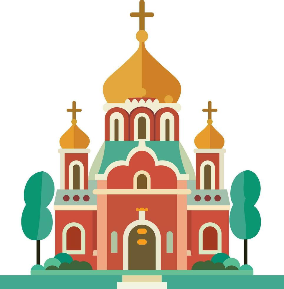 ryska ortodox kyrka platt stil vektor bild , moskva patriarkat, autocefal östra ortodox kristen kyrka vektor illustration