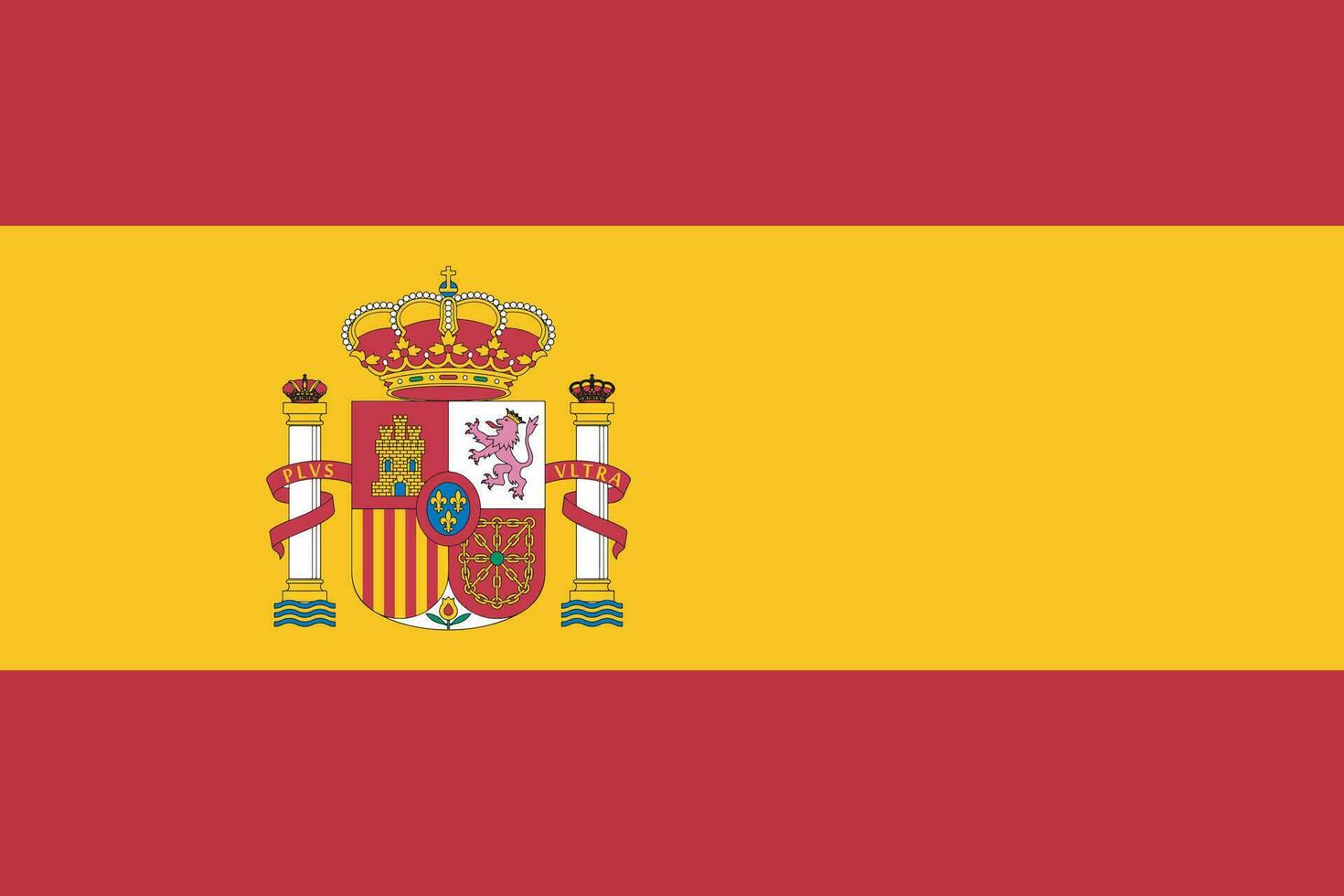 Spanien Flagge Vektor mit Original Farben und Proportionen. Vektor Illustration. Spanien Unabhängigkeit oder National Tag.