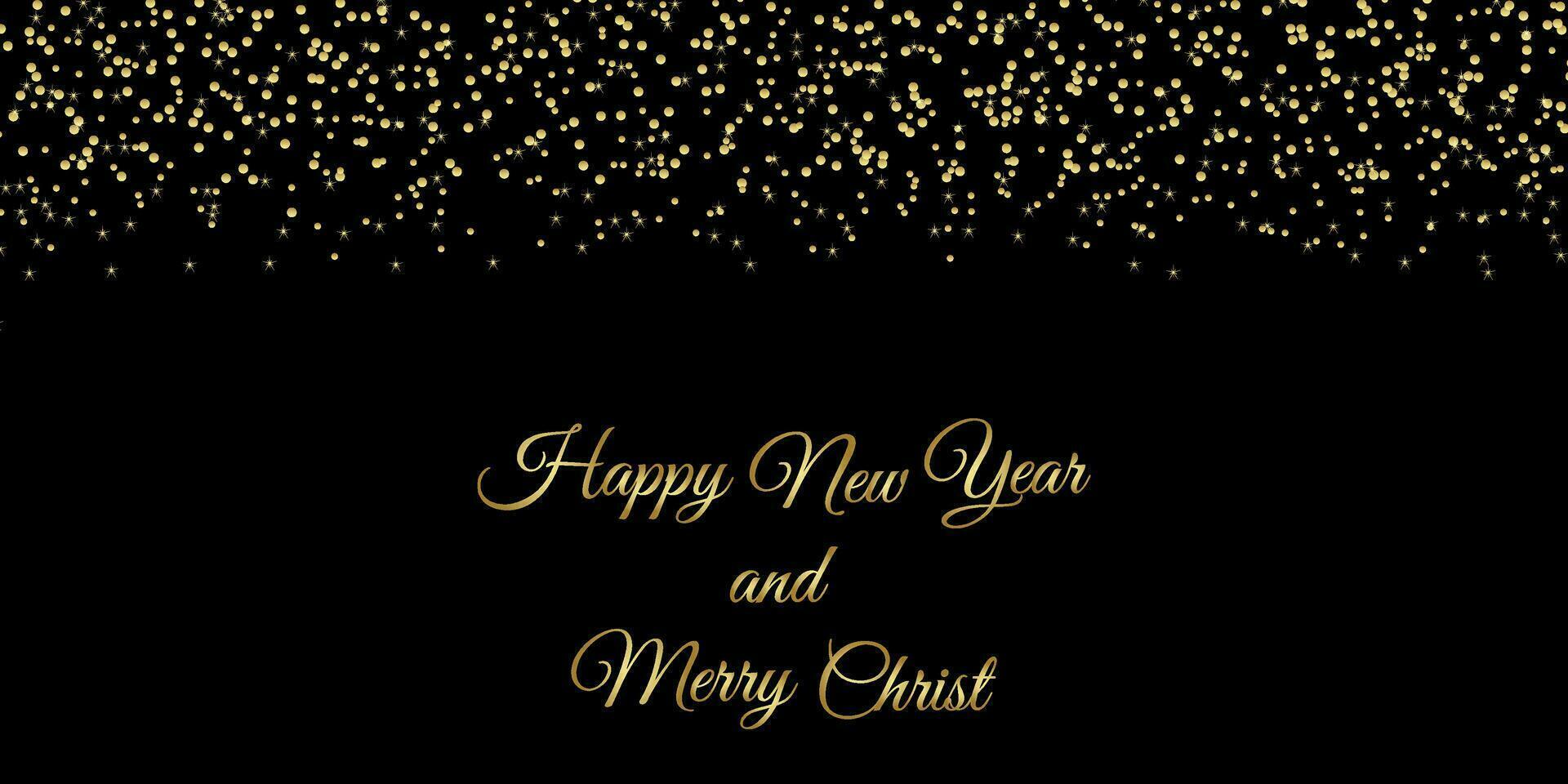 schwarz Weihnachten Karte mit Gold Muster und golden Inschrift glücklich Neu Jahr und Maria Weihnachten Vektor Illustration