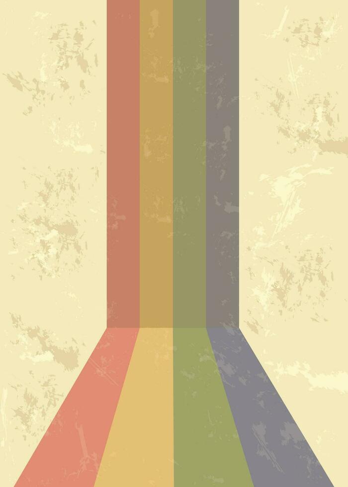 lofi Grunge retro Poster mit Regenbogen. Vektor Illustration