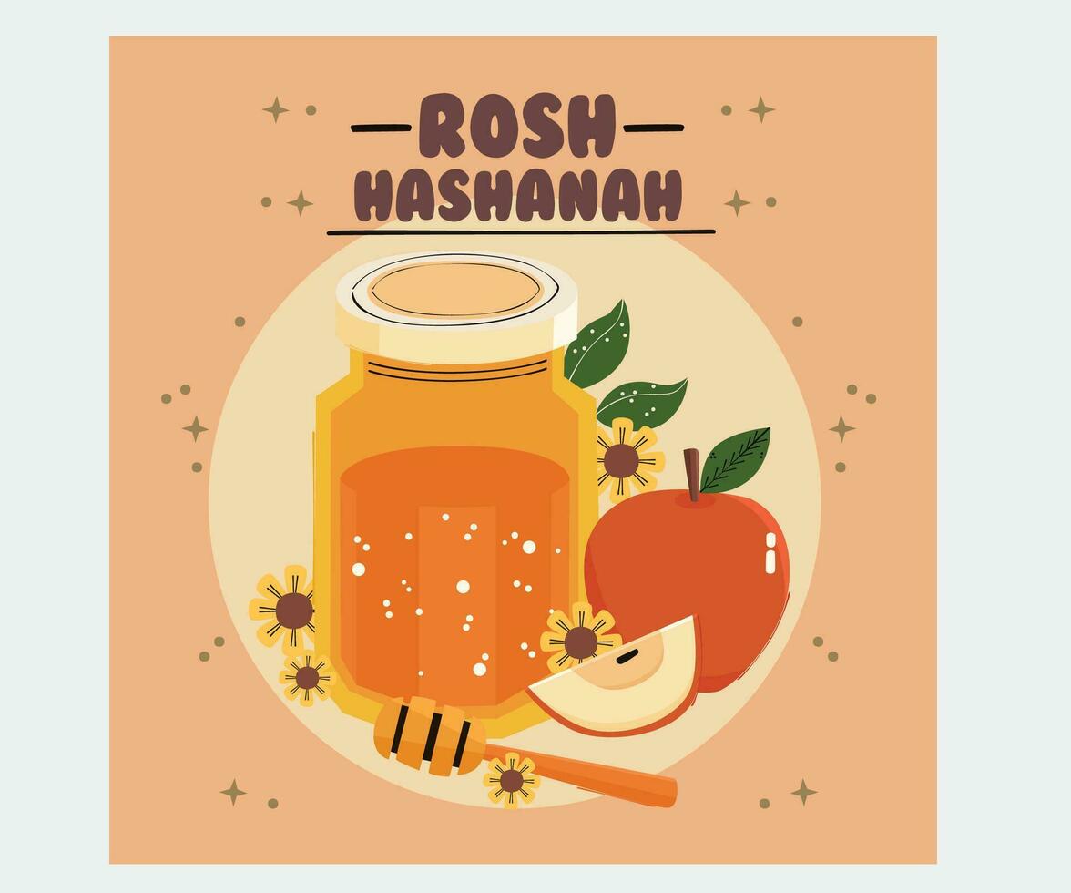 platt rosh hashanah begrepp illustration vektor