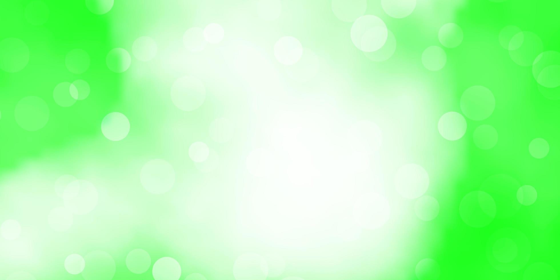hellgrüner Vektorhintergrund mit Punkten. Illustration mit leuchtenden bunten abstrakten Kugeln. Muster für Tapeten, Vorhänge. vektor