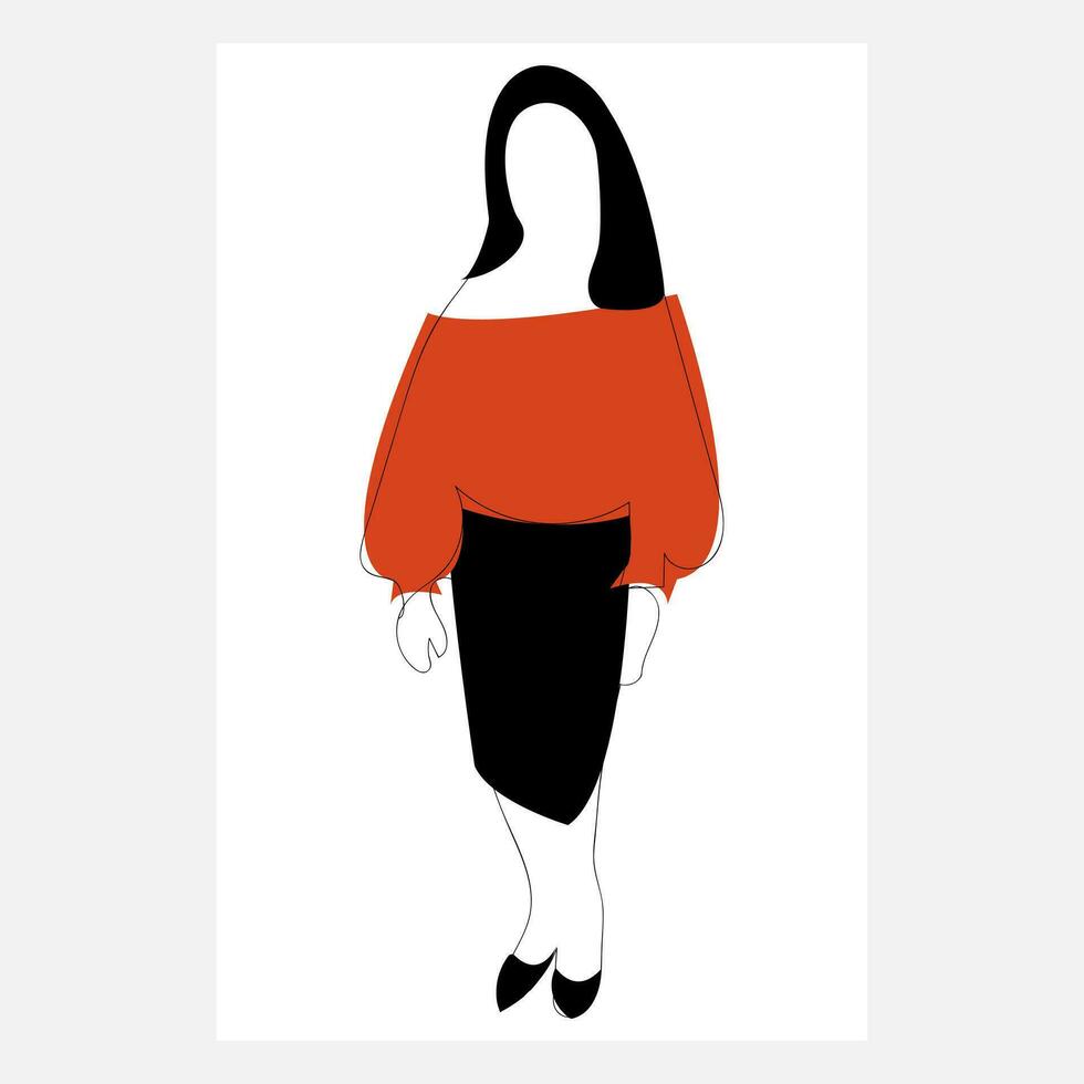 abstrakt Frau mit schwarz Haar Linie Kunst Vektor Zeichnung. Porträt minimalistisch Stil. schön Salon Logo.