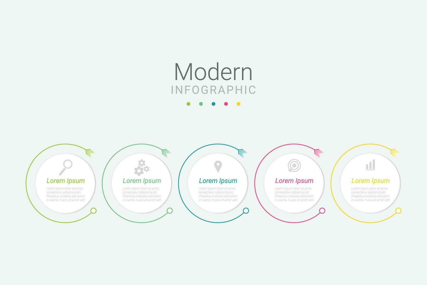 eben Vektor Zeitleiste Infografik Vorlage mit 5 Niveau oder Schritte oder Optionen im Weiß Hintergrund.