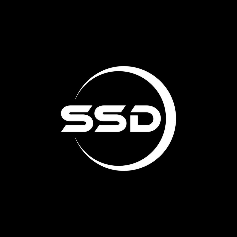 SSD-Brief-Logo-Design mit weißem Hintergrund im Illustrator. Vektorlogo, Kalligrafie-Designs für Logo, Poster, Einladung usw. vektor