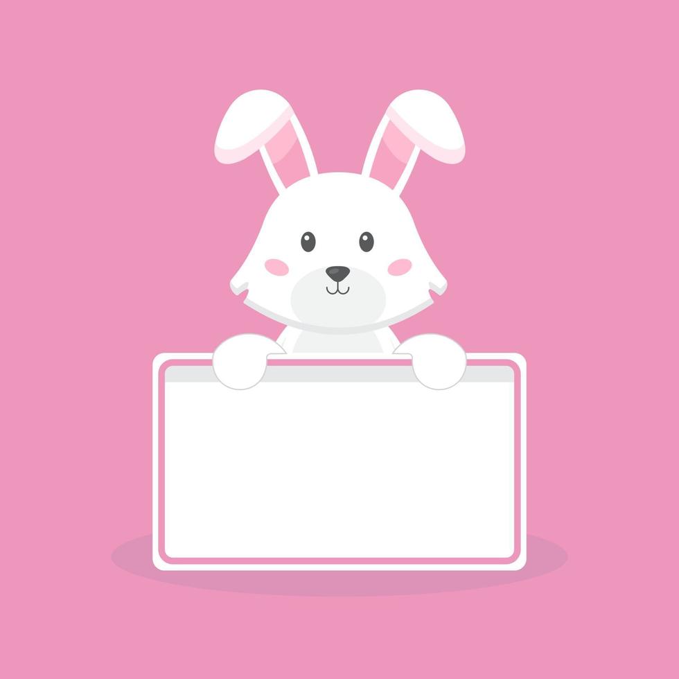 süßes Kaninchen, das leere Texttafel hält holding vektor
